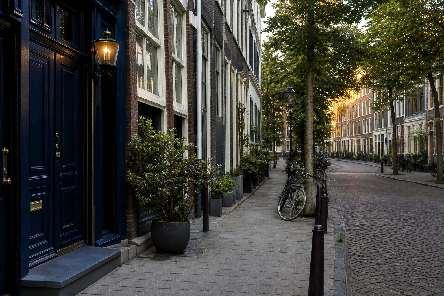 Home A quiet residential street in a European city