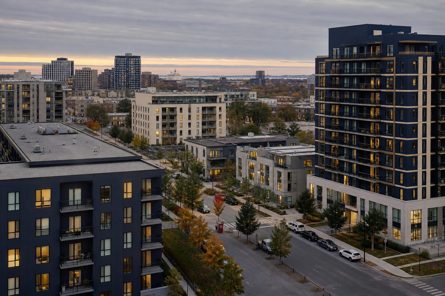 A view over several residential buildings in one district